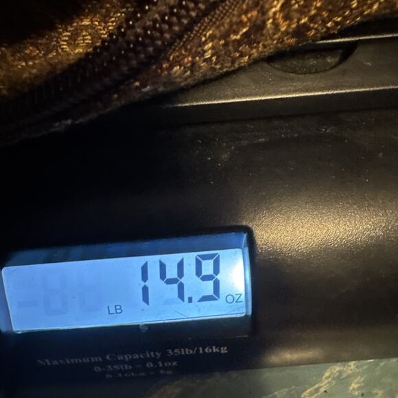 Vintage Fossil Tapestry Brown Purple & Blue Crossbody Purse Bag Leather Trim - Picture 14 of 14